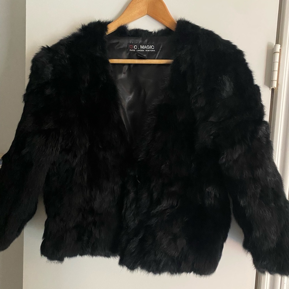 Black rabbit fur jacket. By C. Magic.